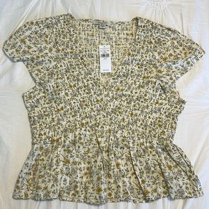 American Eagle Floral Mock Peplum Top